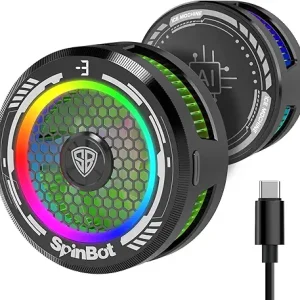 SpinBot IceDot Mag v1 Magnetic Semiconductor Mobile Cooler | Smart AI,L1,L2 Mode for Temperature Control |15W Freeze Cooling | for iPhone 12/13/14/15/16, iPads and Android Smartphones (Black)