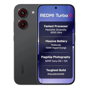 REDMI Turbo 5 (8GB + 256GB) Asphalt Black | Dimensity 8500 Ultra | Mega 7540mAh Battery | 100W HyperCharge | Compact 16.75cm(6.59) 120Hz AMOLED Screen | 50MP Sony OIS Camera | Upto 60% Assured Buyback